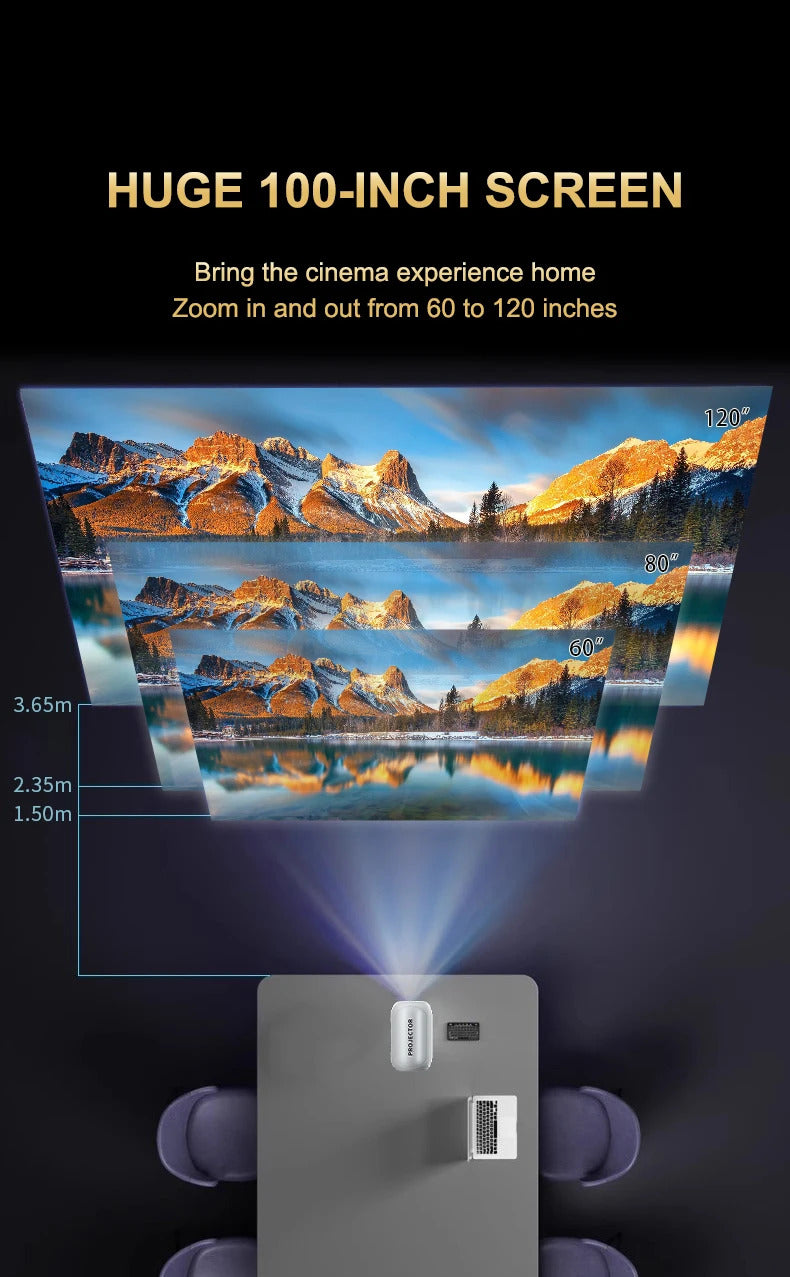 Original TS-6 Smart projector Hidden Lift Gimbal Projector 2.4G 5G WIFI BT High Brightness Home Theater 100 Inch Screen