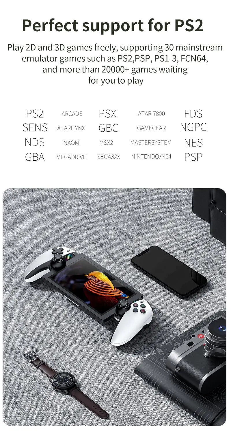 M28 Retro Handheld Game Console 7.1 Inch LCD HD Screen 30+ Emulators 128G 4000mAh PS2 3D Dual Analog Stick God of War Classic