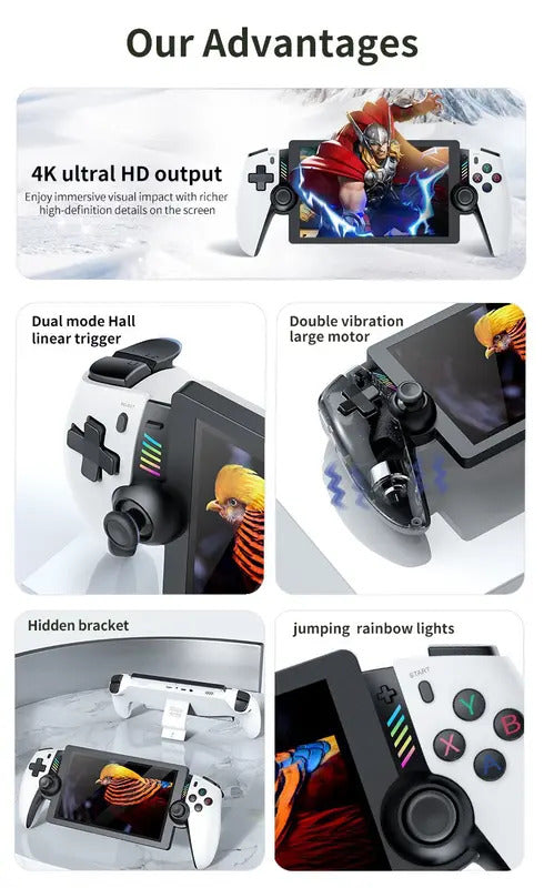 M28 Retro Handheld Game Console 7.1 Inch LCD HD Screen 30+ Emulators 128G 4000mAh PS2 3D Dual Analog Stick God of War Classic