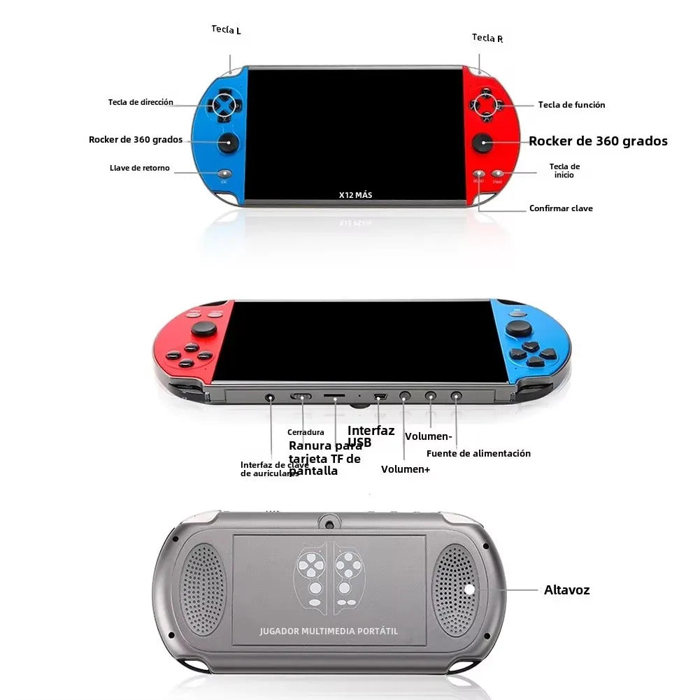 X12 Plus Portable Gaming Console, 7.0-Inch Hd Screen Portable Audio-Video Player Classic Games Over 10,000 Free Built-In Game