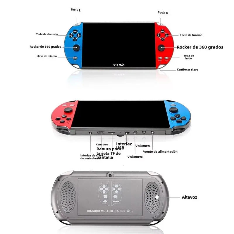 X12 Plus Portable Gaming Console, 7.0-Inch Hd Screen Portable Audio-Video Player Classic Games Over 10,000 Free Built-In Game