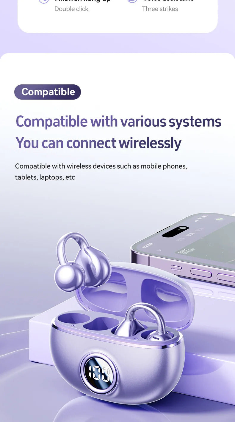 Wireless M97 TWS Ear Clip Earbuds GAS Conduction Headphones Bluetooth Call Noise Reduction Earphone HIFI Stereo Sports Headsets