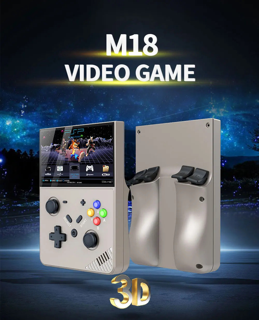M18 64G/128G Handheld Game Console 20000+/30000+Game 4.3in LCD Screen Retro Video Game Console Birthday Gifts for Boys and Girls