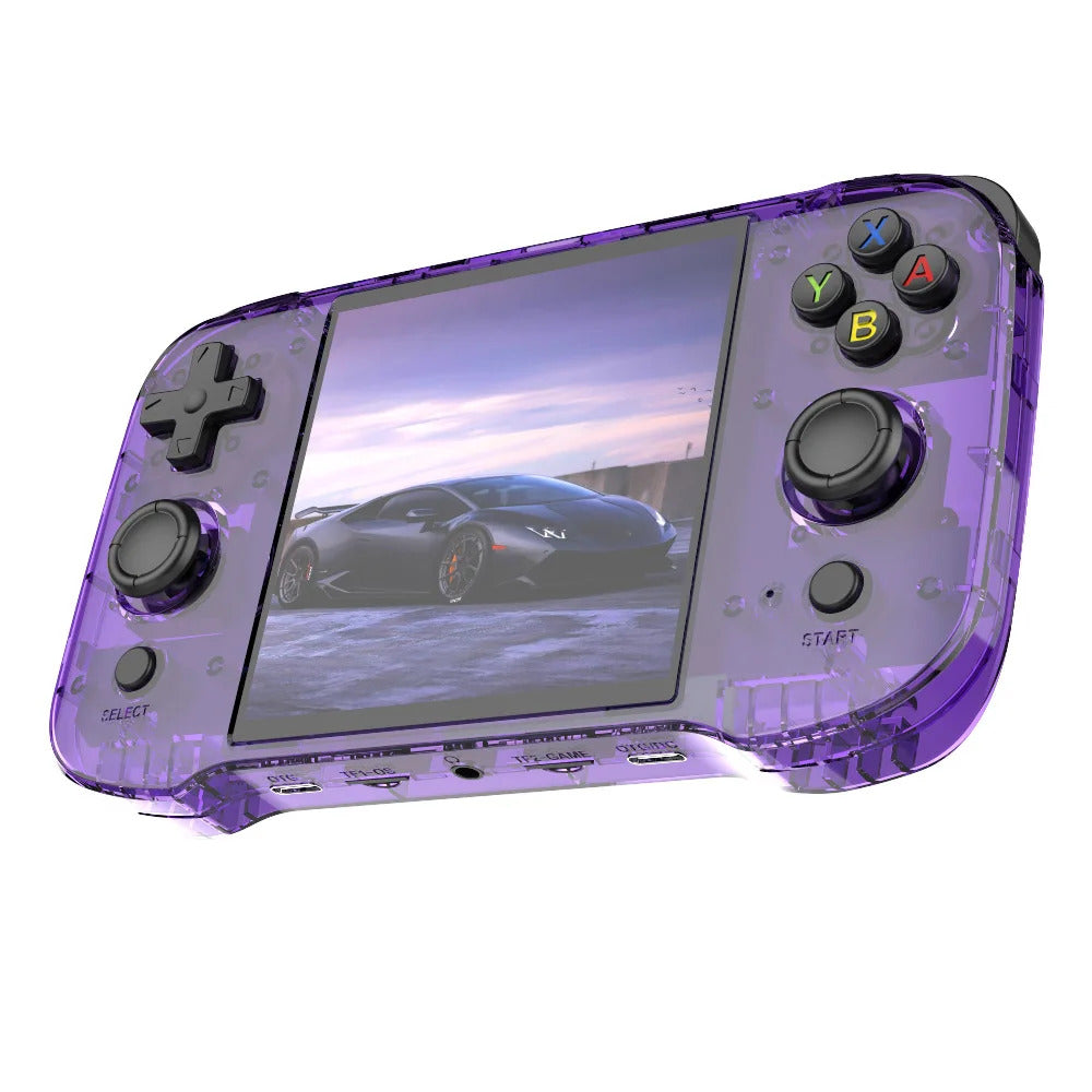 R46S 4.0inch IPS Screen Retro Handheld Game Console Linux System RK3566 Quad-core 4000mAh Battery Support 2.4G WiFi + BT Clear purple