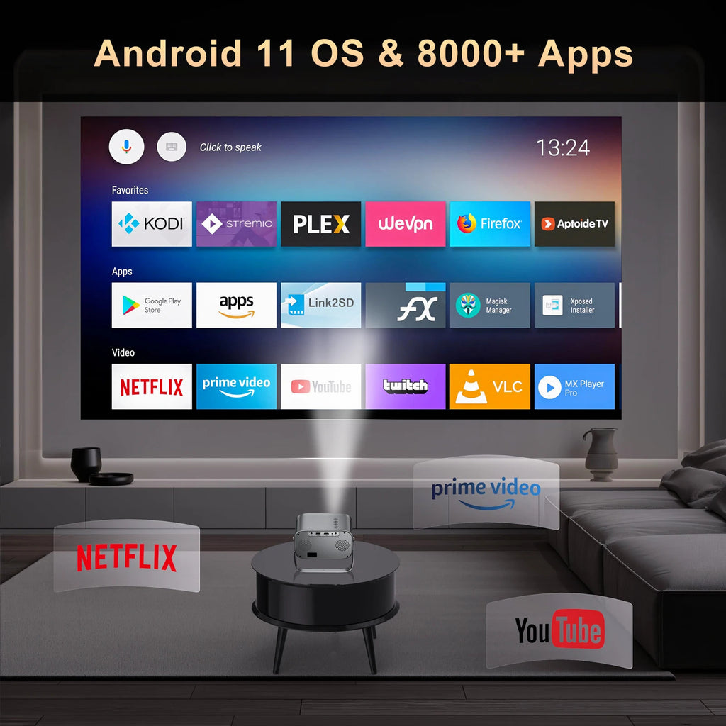 Salange P28B/P28A Mini Projector 8K Full HD LED Wifi Projector 8000 Lumens Android 9 Support 1080P Home Video For Outdoor Movie