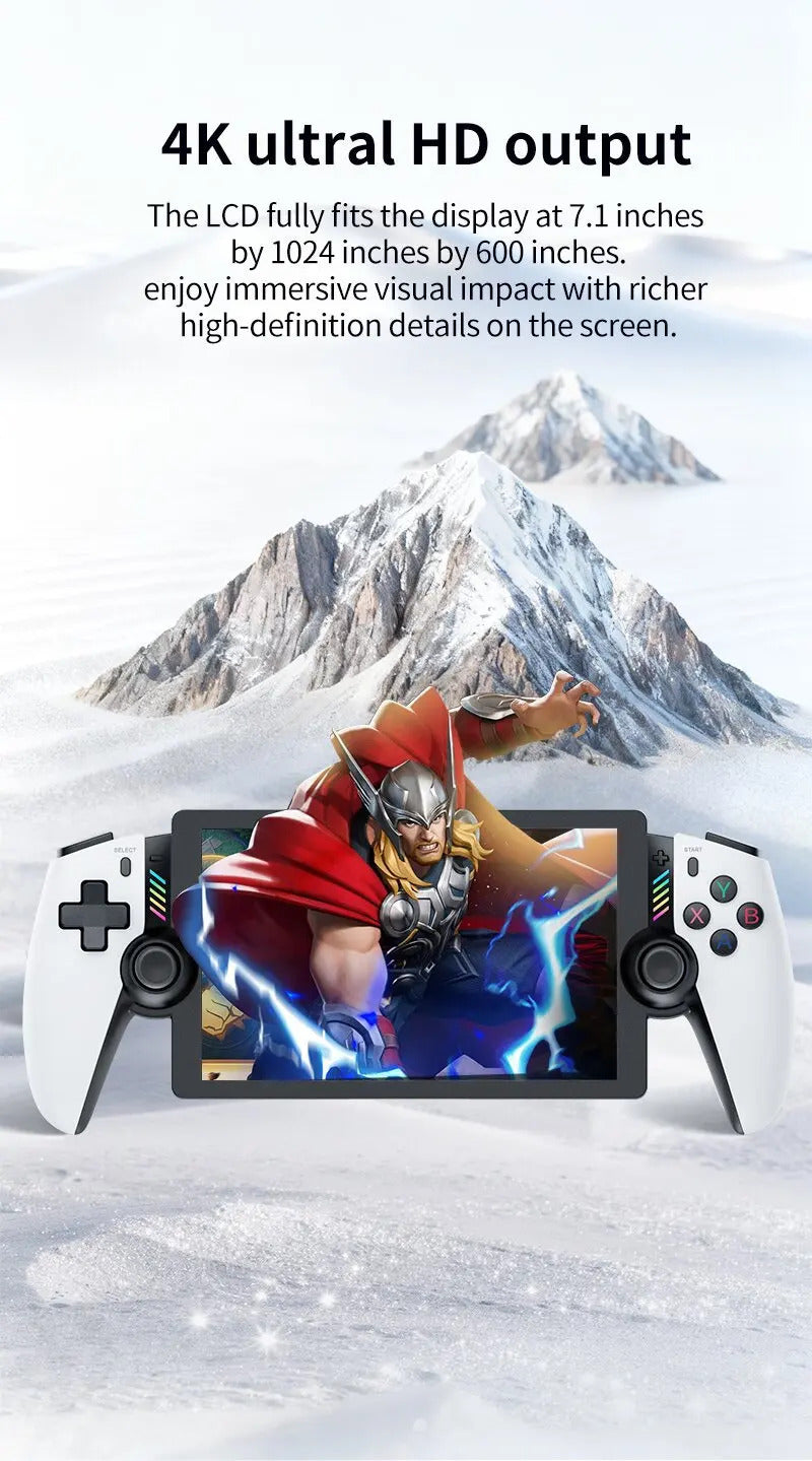 M28 Retro Handheld Game Console 7.1 Inch LCD HD Screen 30+ Emulators 128G 4000mAh PS2 3D Dual Analog Stick God of War Classic