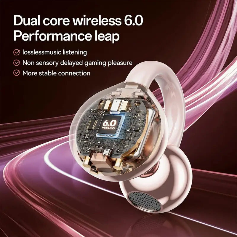 Clip Bluetooth Headphones Noise Canceling Earbuds Heart-shaped Earbuds Multifunction Bluetooth Portable Clip Ear Clip-on He C6I8