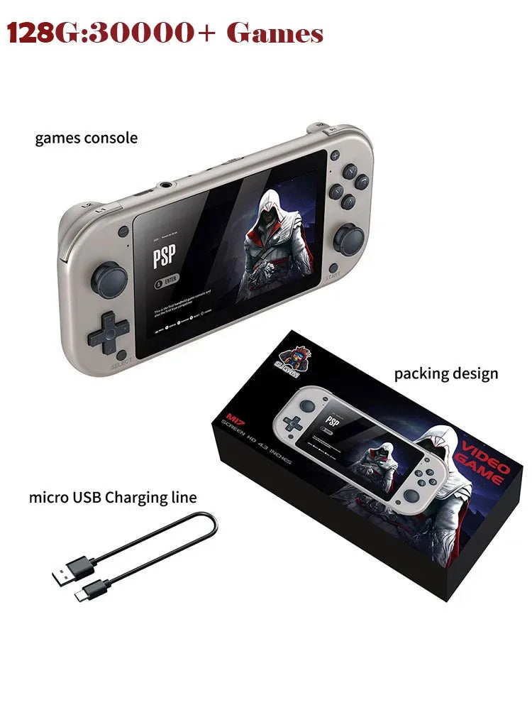 M17 Handheld Video Game Console 64G 128G Open Source Linux System 4.3inch Screen Portable Pocket Video Player Retro Gaming Conso 128G US