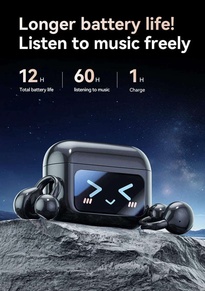 Bluetooth Headphones With AI Translation Dual-ear Digital Display Control Screen Ear Clip Type Wireless Headphones NEW