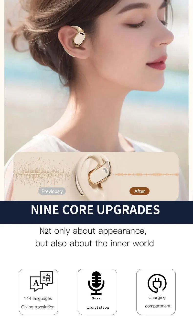 M76 AI Real Time Translation Earbuds OWS Non in Ear Bluetooth 5.4 Earphones with 144 Kinds Languages Simultaneous Interpretation