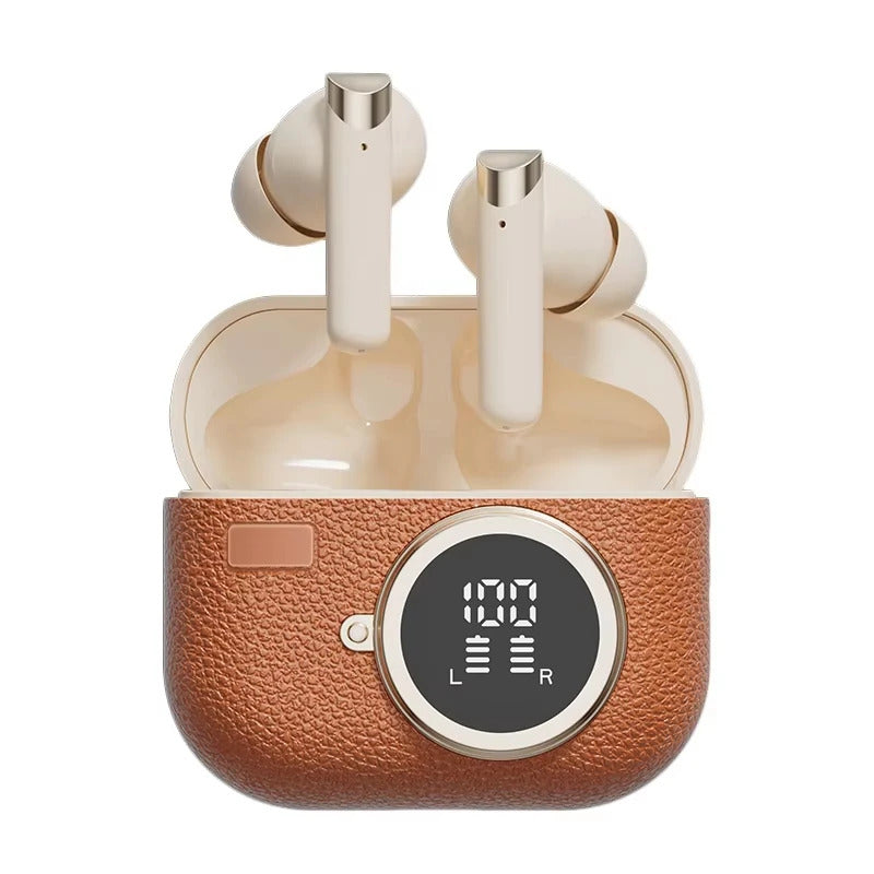M88 Retro Style Wireless Earphones AI Noise Reduction Type-C Fast Charging Brown