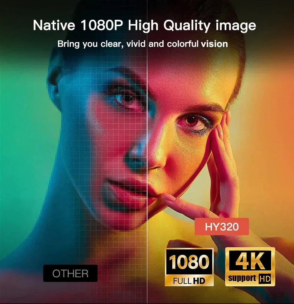 HY320 MAX High-Quality 400ANSI Projetor para Casa for Immersive Gaming Experience and Cinema Atmosphere