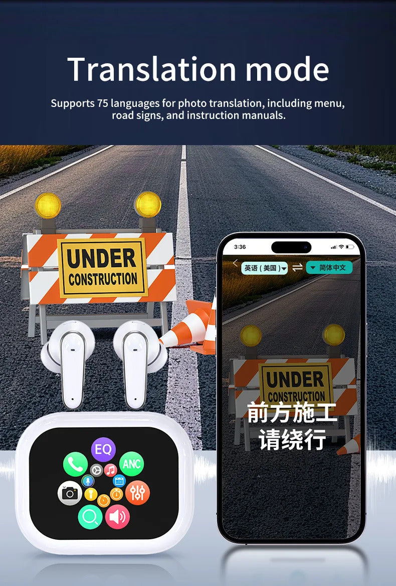 New ai headphones c11 bluetooth translation headphones in-ear charging compartment ows adjustable angle ear-hook sports headphon