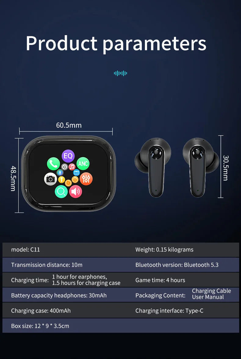New ai headphones c11 bluetooth translation headphones in-ear charging compartment ows adjustable angle ear-hook sports headphon