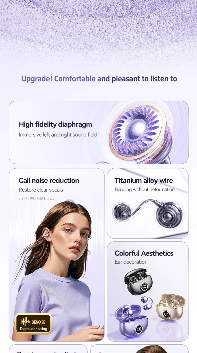 Wireless M97 TWS Ear Clip Earbuds GAS Conduction Headphones Bluetooth Call Noise Reduction Earphone HIFI Stereo Sports Headsets