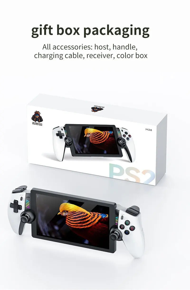 M28 Retro Handheld Game Console 7.1 Inch LCD HD Screen 30+ Emulators 128G 4000mAh PS2 3D Dual Analog Stick God of War Classic