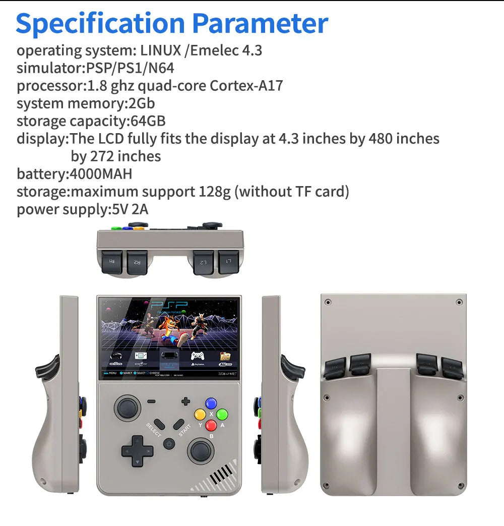 M18 64G/128G Handheld Game Console 20000+/30000+Game 4.3in LCD Screen Retro Video Game Console Birthday Gifts for Boys and Girls