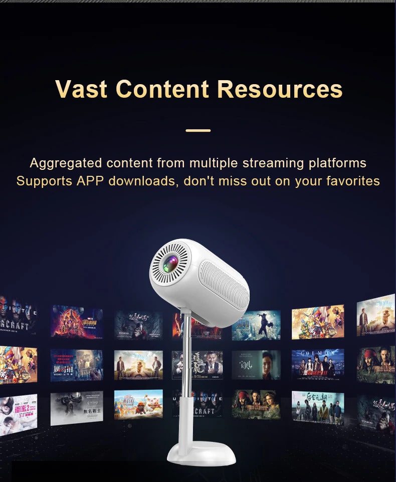 Original TS-6 Smart projector Hidden Lift Gimbal Projector 2.4G 5G WIFI BT High Brightness Home Theater 100 Inch Screen