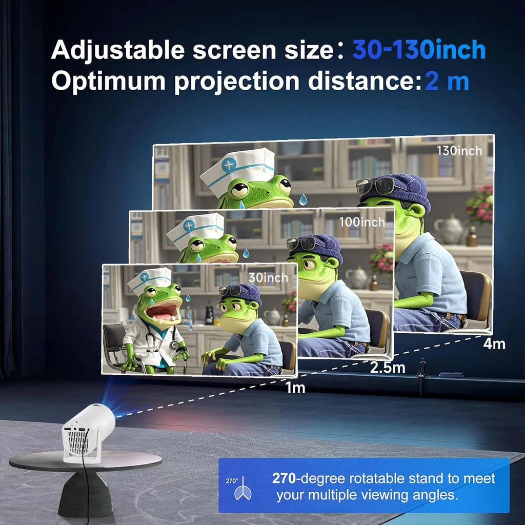 J2 Android 11 Projector 280 Lumens Dual WiFi6 + Bluetooth 5.0 4K Cinema HiFi Bass Speaker Camping Pro