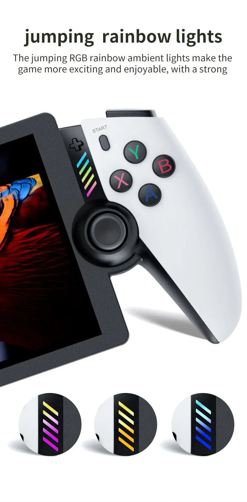 M28 Retro Handheld Game Console 7.1 Inch LCD HD Screen 30+ Emulators 128G 4000mAh PS2 3D Dual Analog Stick God of War Classic