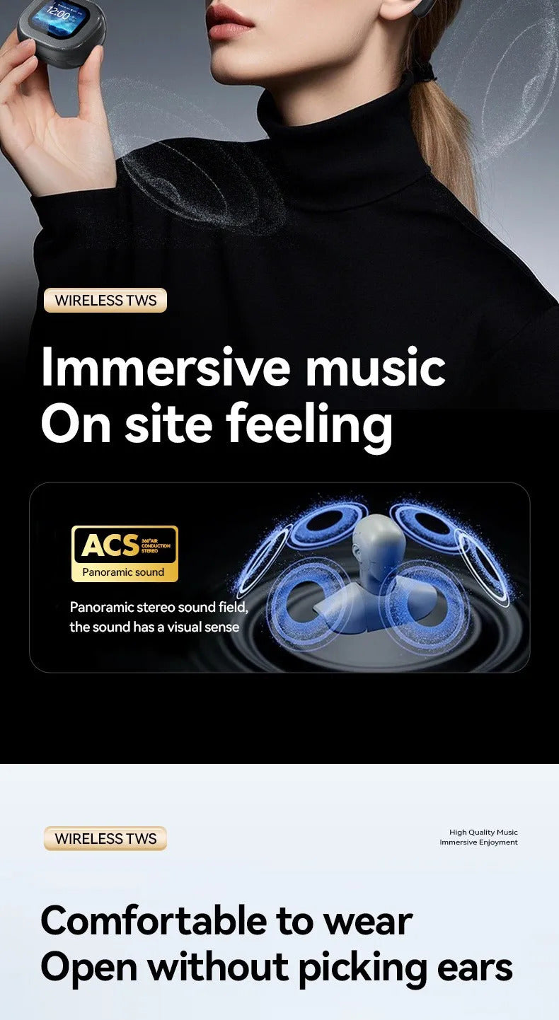 M94 Earphone V5.4 Wireless Translation Earphones Touch Screen Long Endurance Ear Clip Headphones Waterproof Sport Earphone