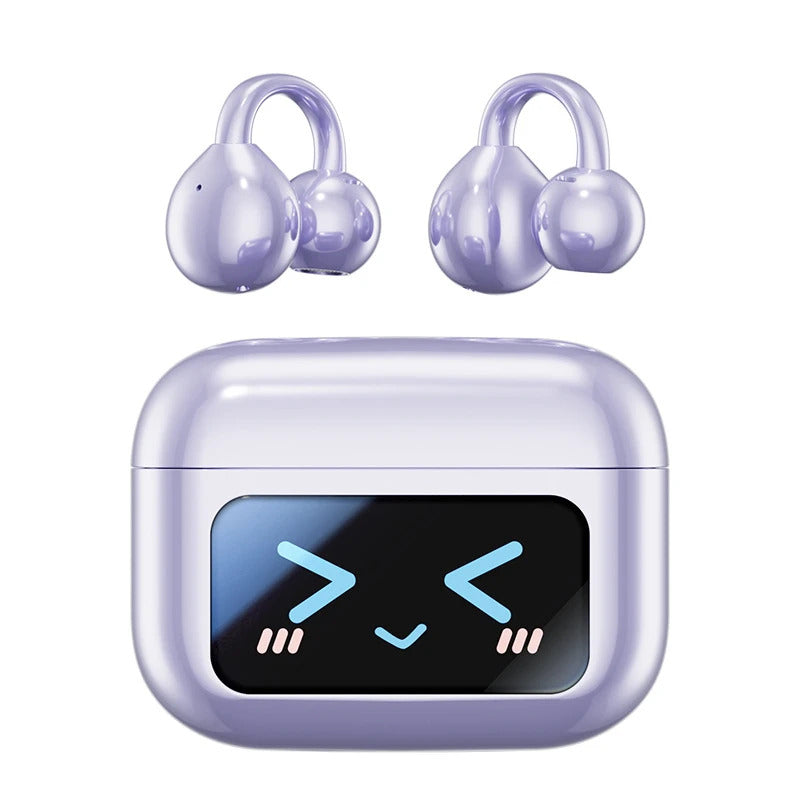 Bluetooth Headphones With AI Translation Dual-ear Digital Display Control Screen Ear Clip Type Wireless Headphones NEW