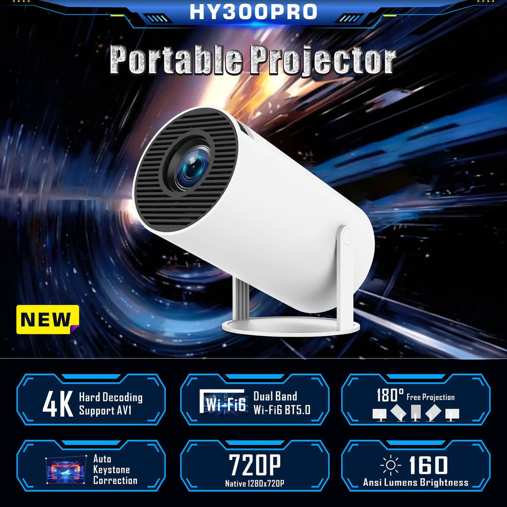 Magcubic HY300 Pro+ 4K Android 11 Portable Projector 8000 Lumens WiFi 6 BT5.4 Outdoor Theater 5W HiFi Speaker 720P HD Supported