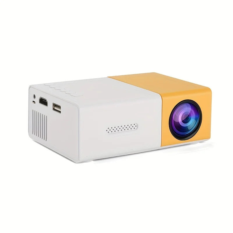 Supports HDMI, USB connection and uses high-definition projector YG300 home theater grade non occupying projector Bright Yellow