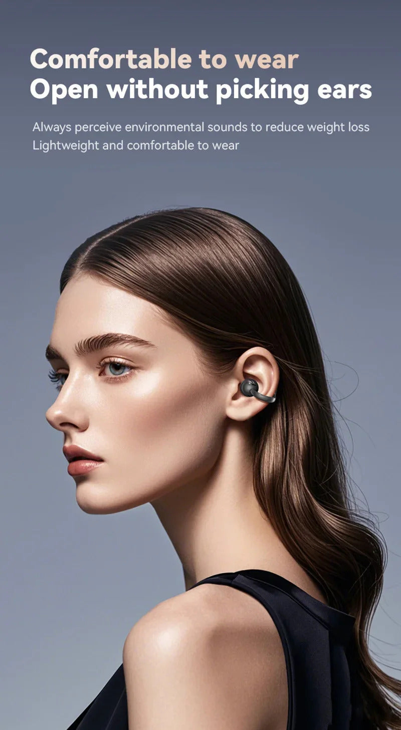 Bluetooth Headphones With AI Translation Dual-ear Digital Display Control Screen Ear Clip Type Wireless Headphones NEW