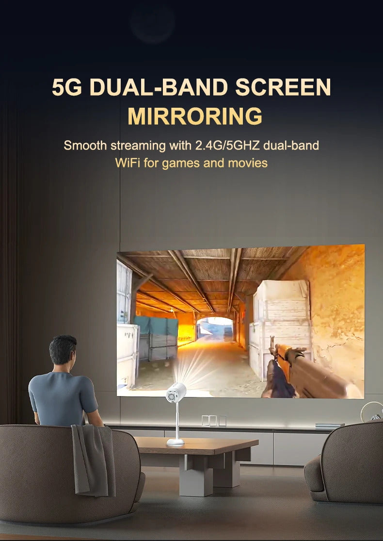 Original TS-6 Smart projector Hidden Lift Gimbal Projector 2.4G 5G WIFI BT High Brightness Home Theater 100 Inch Screen