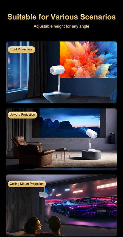 Original TS-6 Smart projector Hidden Lift Gimbal Projector 2.4G 5G WIFI BT High Brightness Home Theater 100 Inch Screen