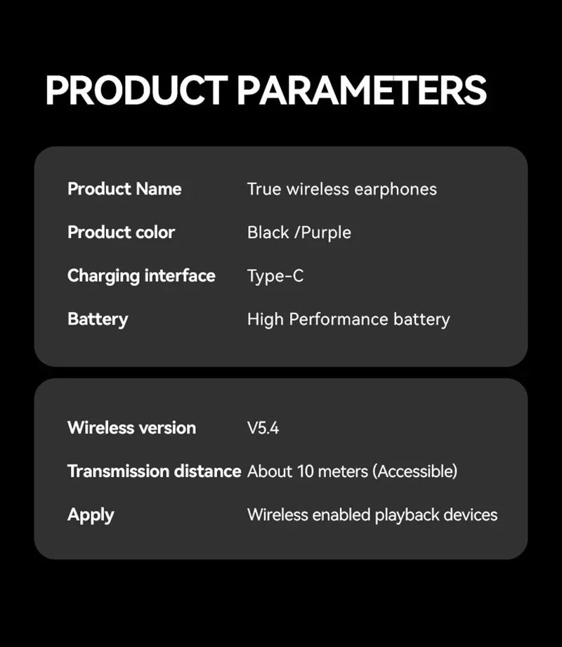 Bluetooth Headphones With AI Translation Dual-ear Digital Display Control Screen Ear Clip Type Wireless Headphones NEW