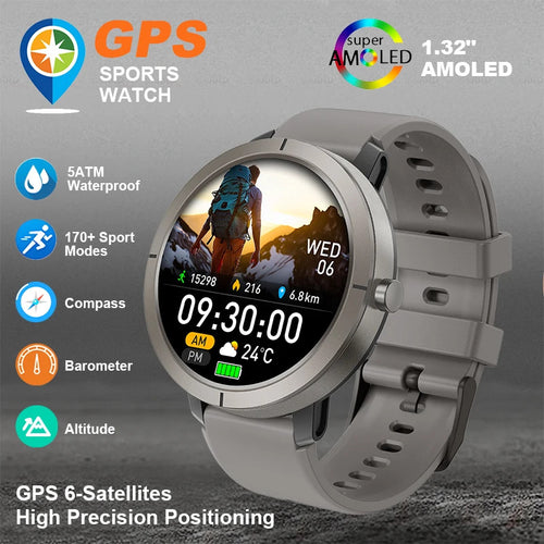 2026 GPS Smartwatch AMOLED 1.32" Military Watch Call 5ATM Waterproof - Anrayshop