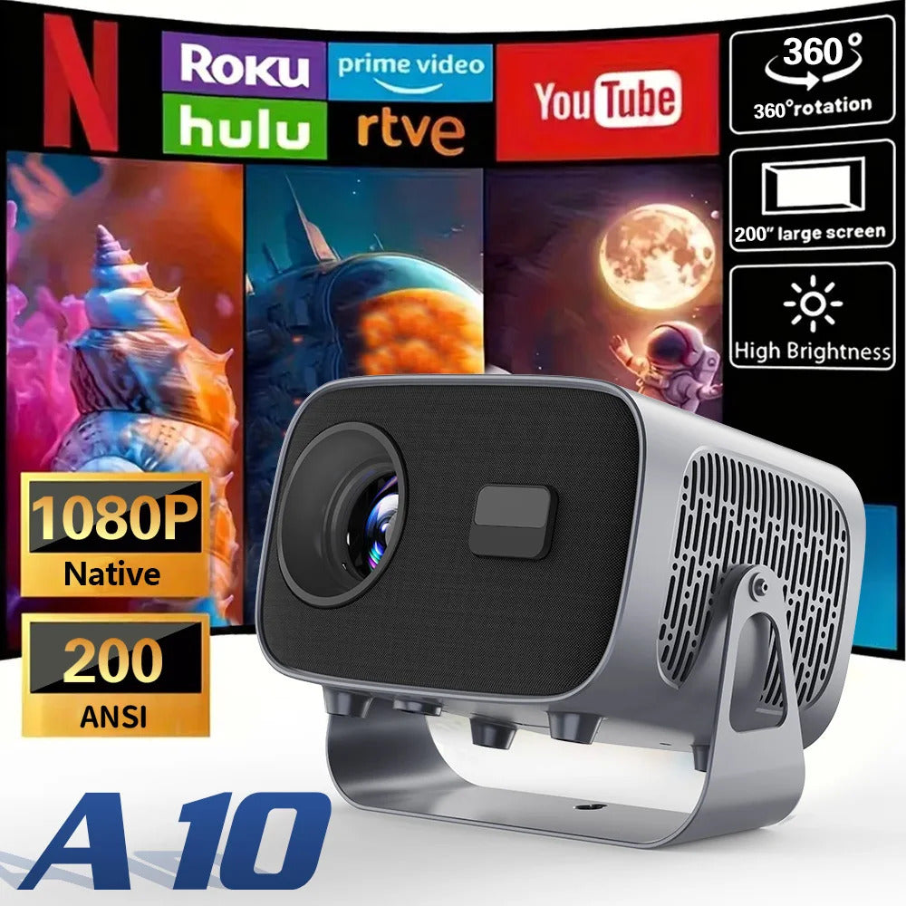 A10 Android 13 Projector Mini Home Cinema H713 BT5.2 1080P Smart 3D Portable Video Projector, HY300PRO Upgrade