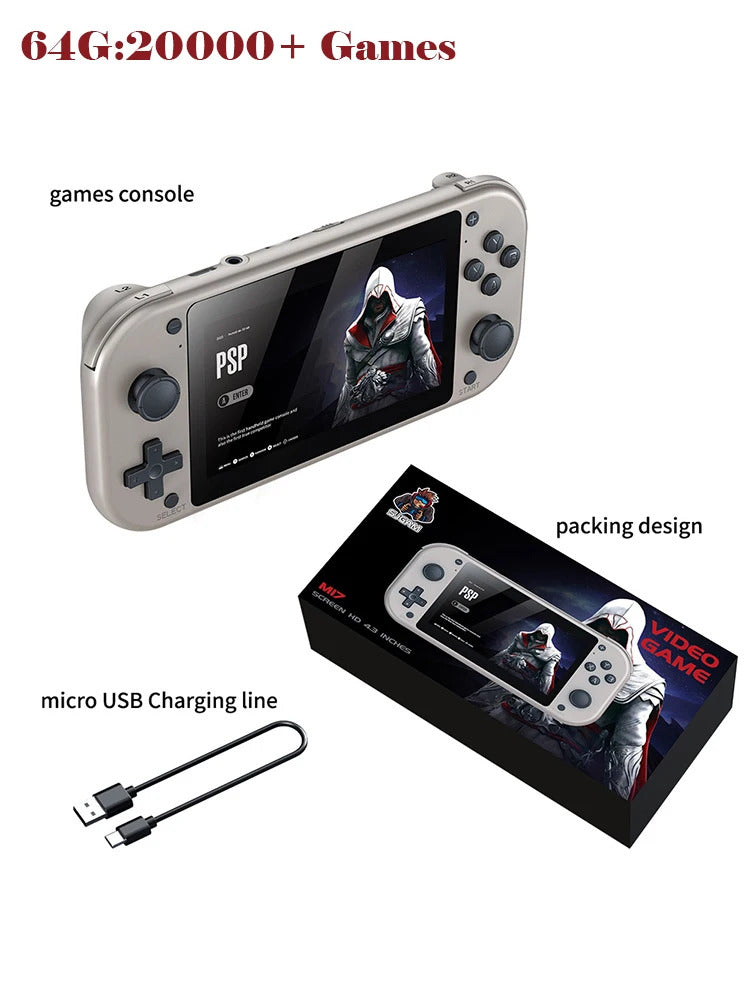 M17 Handheld Video Game Console 64G 128G Open Source Linux System 4.3inch Screen Portable Pocket Video Player Retro Gaming Conso 64G US