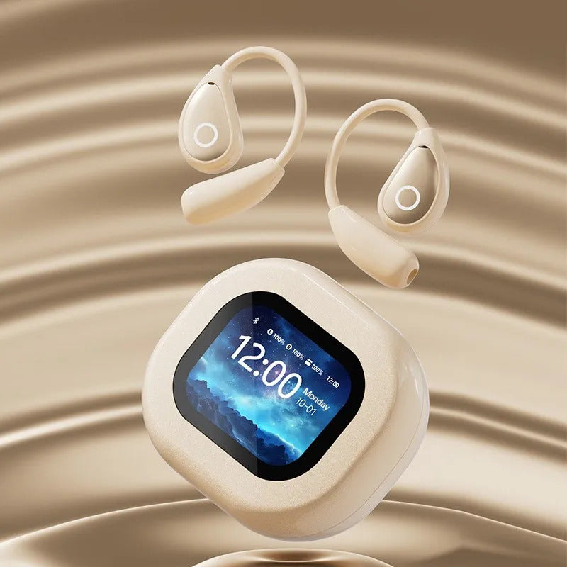 M94 Earphone V5.4 Wireless Translation Earphones Touch Screen Long Endurance Ear Clip Headphones Waterproof Sport Earphone Skin Color