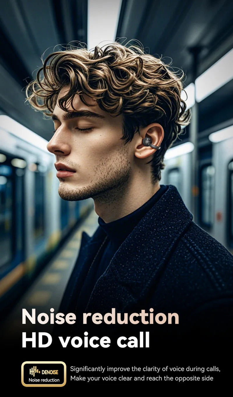 Bluetooth Headphones With AI Translation Dual-ear Digital Display Control Screen Ear Clip Type Wireless Headphones NEW