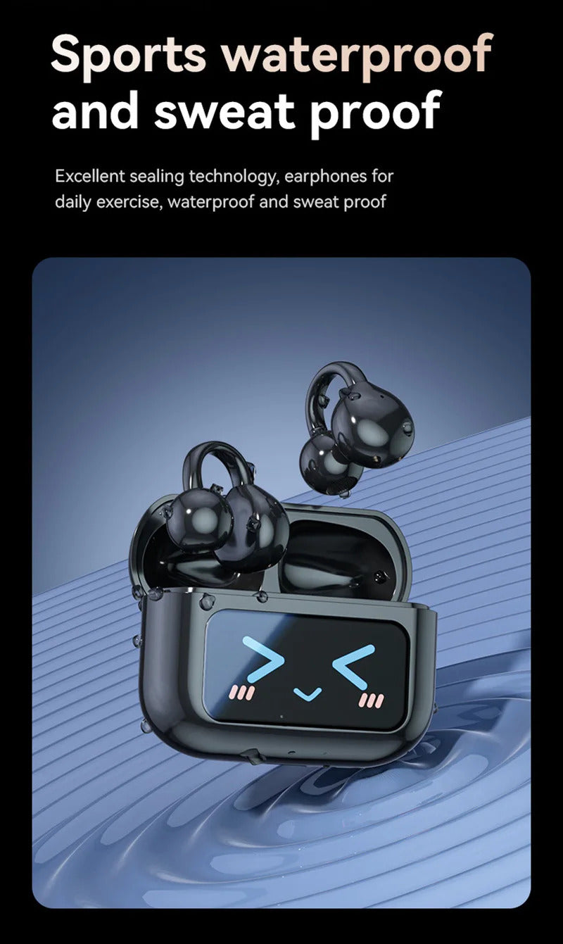 Bluetooth Headphones With AI Translation Dual-ear Digital Display Control Screen Ear Clip Type Wireless Headphones NEW