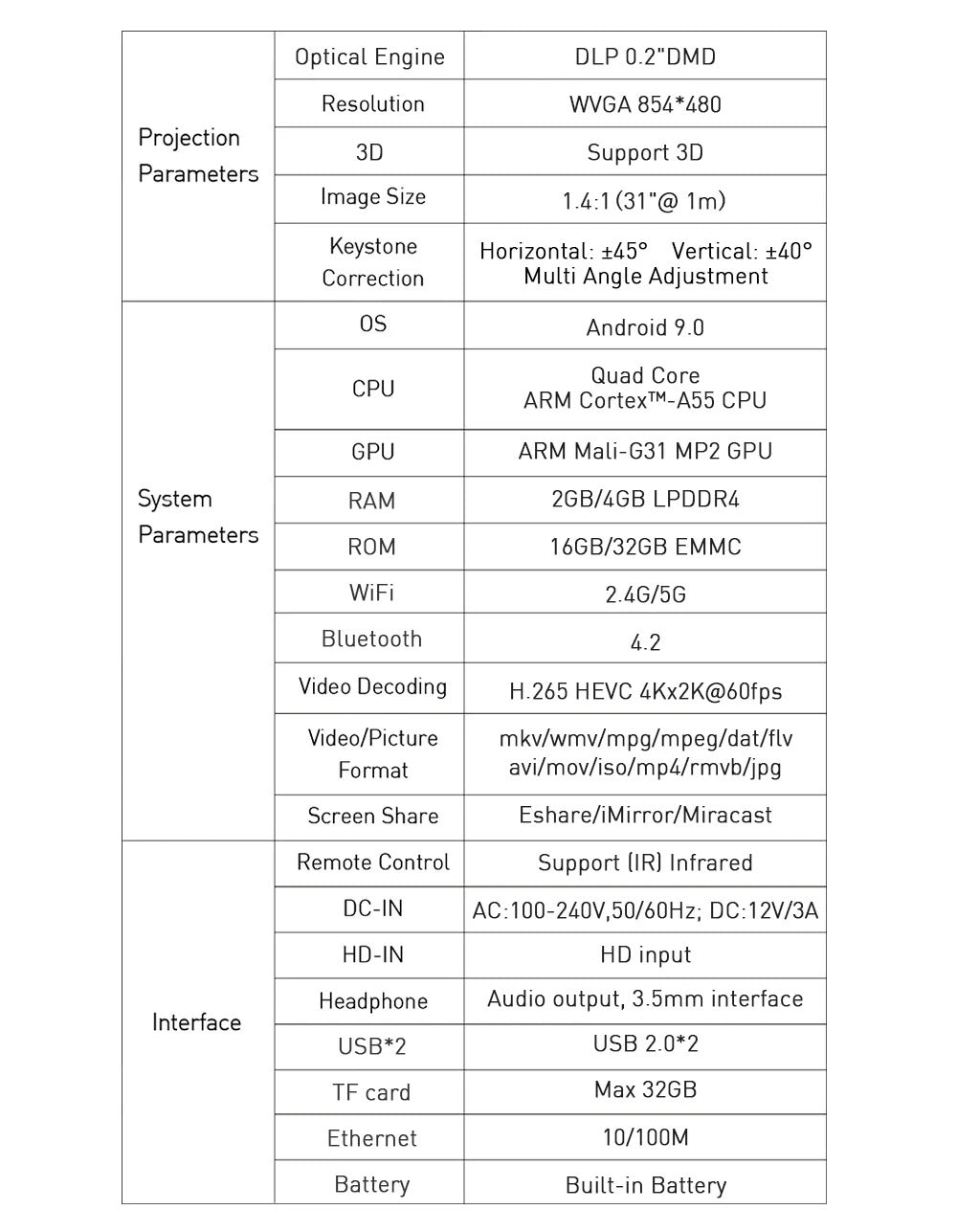 Custom Logo P10II 150 Lumen DLP Display 200 Inch Screen 3D FHD 4K Portable Overhead Projector with USB Port