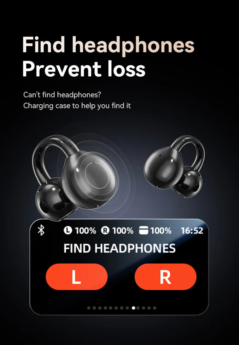 Bluetooth Headphones With AI Translation Dual-ear Digital Display Control Screen Ear Clip Type Wireless Headphones NEW