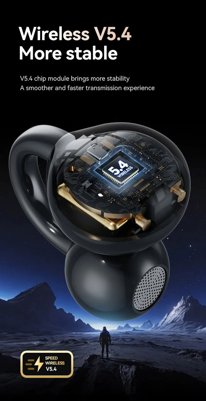 Bluetooth Headphones With AI Translation Dual-ear Digital Display Control Screen Ear Clip Type Wireless Headphones NEW