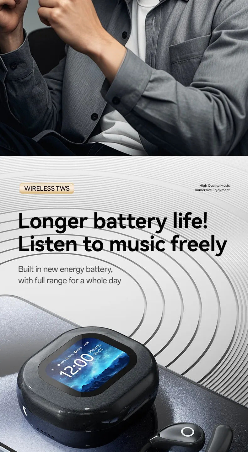 M94 Earphone V5.4 Wireless Translation Earphones Touch Screen Long Endurance Ear Clip Headphones Waterproof Sport Earphone