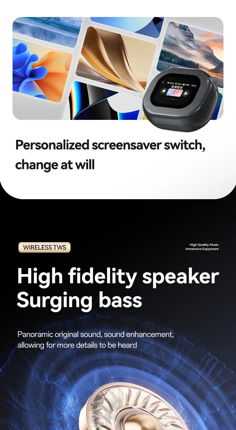 M94 Earphone V5.4 Wireless Translation Earphones Touch Screen Long Endurance Ear Clip Headphones Waterproof Sport Earphone