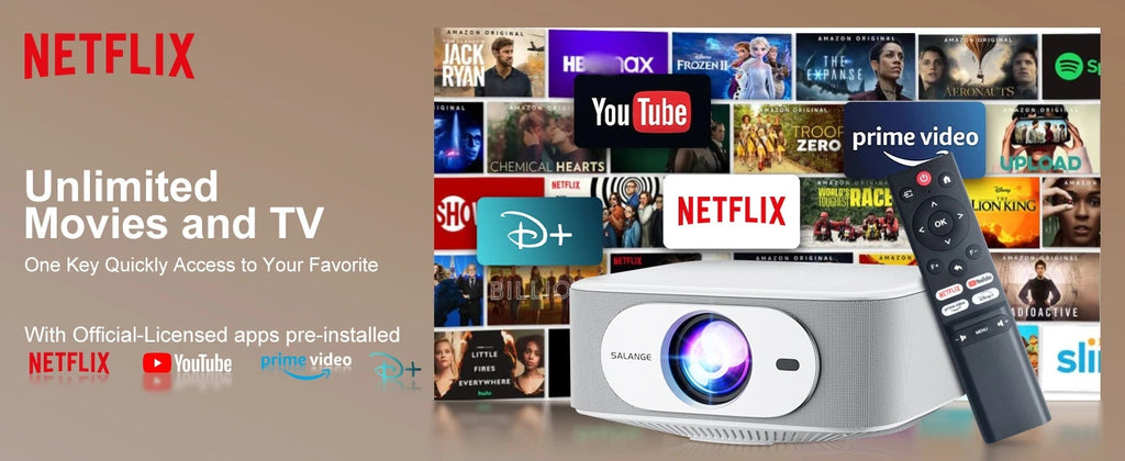 Salange Netflix Officially Licensed Android 13 P92MAX Smart 4K Projector 1080p Native Dual WiFi BT5.2 12000L Elec Focus HD Movie